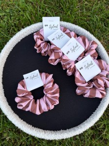 Scrunchie PASKI ROZOWO BRĄZOWE 