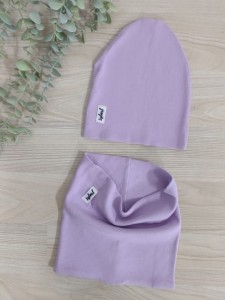 Czapka i komin prążek - WRZOSOWY