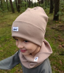 CZAPKA I KOMIN PRĄŻEK z zawinięciem - orzech