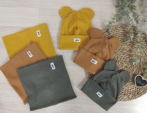 czapka USZATKA  i komin- khaki