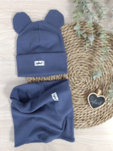 czapka USZATKA i komin- jeans 