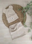 czapka USZATKA i komin- jasny beż