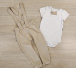 Komplet ELEGANT  - body i spodnie  JASNY BEŻ 