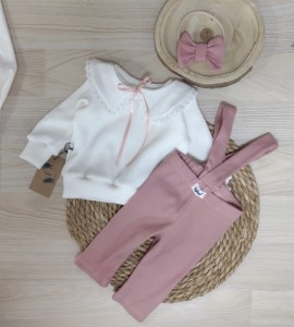 Legginsy z szelkami - brudny róż 