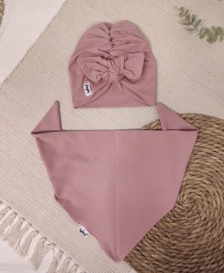 Turban pin-up i chusta klasyczna -brudny róż  