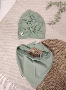 Turban pin-up i chusta klasyczna -brudna mięta  