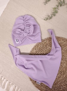 Turban pin-up i chusta klasyczna -wrzos 