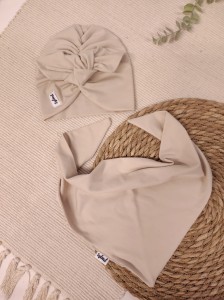 Turban pin-up i chusta klasyczna -jasny beż  