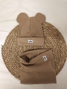 czapka USZATKA i komin- orzech