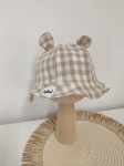 Kapelusz z uszkami -muślin krata beż 