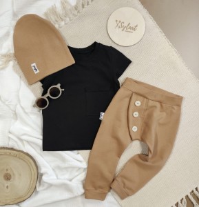 baggy z GUZIKAMI-ciemny beż 