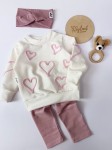 Bluza SERDUSZKA ecru i legginsy klasyczne pudrowy róż 