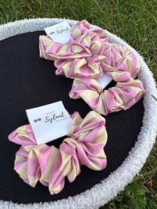 Scrunchie PASKI RÓŻOWO ŻÓŁTE