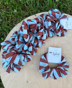 Scrunchie PASKI NIEBIESKO BRĄZOWE 